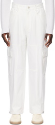 Solid Homme White Balloon Denim Cargo Pants