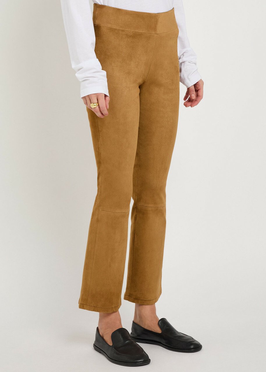 Arma Zaragoza Slim Bootcut Suede Trousers Light Brown