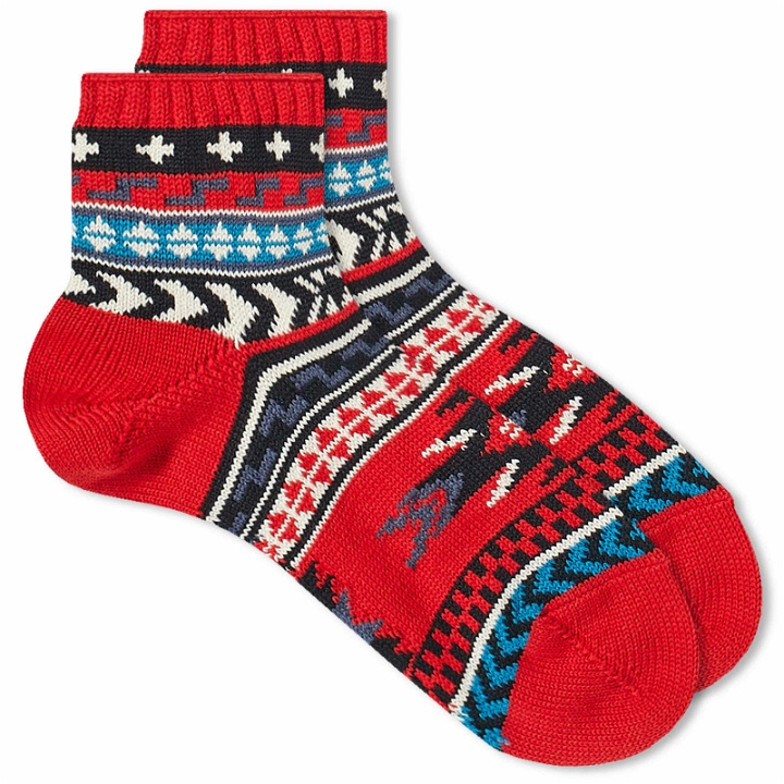 Photo: CHUP by Glen Clyde Company Muerto Quarter Length Sock in Red