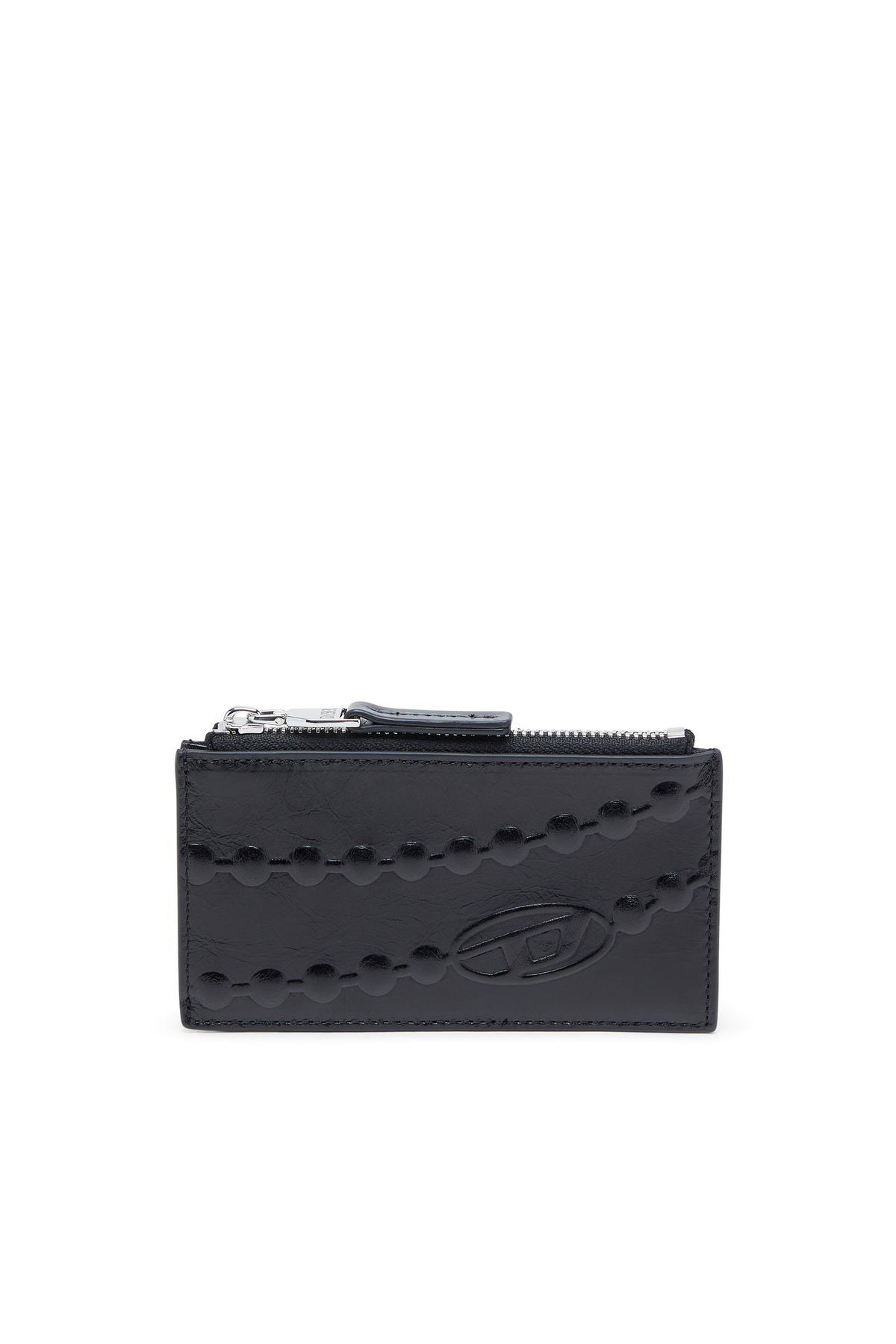 Diesel Leather card holder with embossed chain motif - Card cases Womens in Black