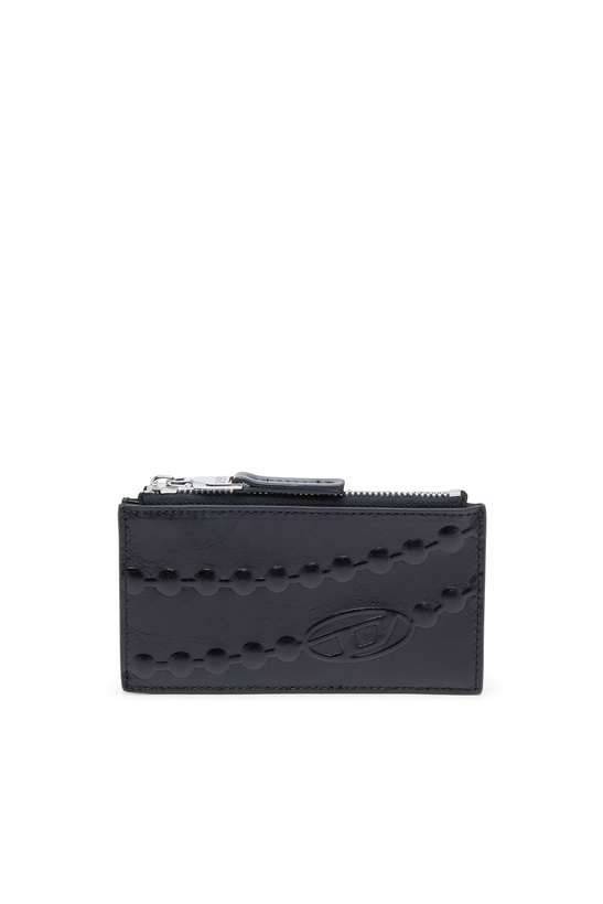 Photo: Diesel Leather card holder with embossed chain motif - Card cases Womens in Black