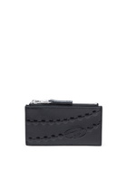Diesel Leather card holder with embossed chain motif - Card cases Womens in Black