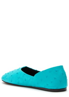 Khaite Jane Ostrich Leather Ballet Flats Light Blue