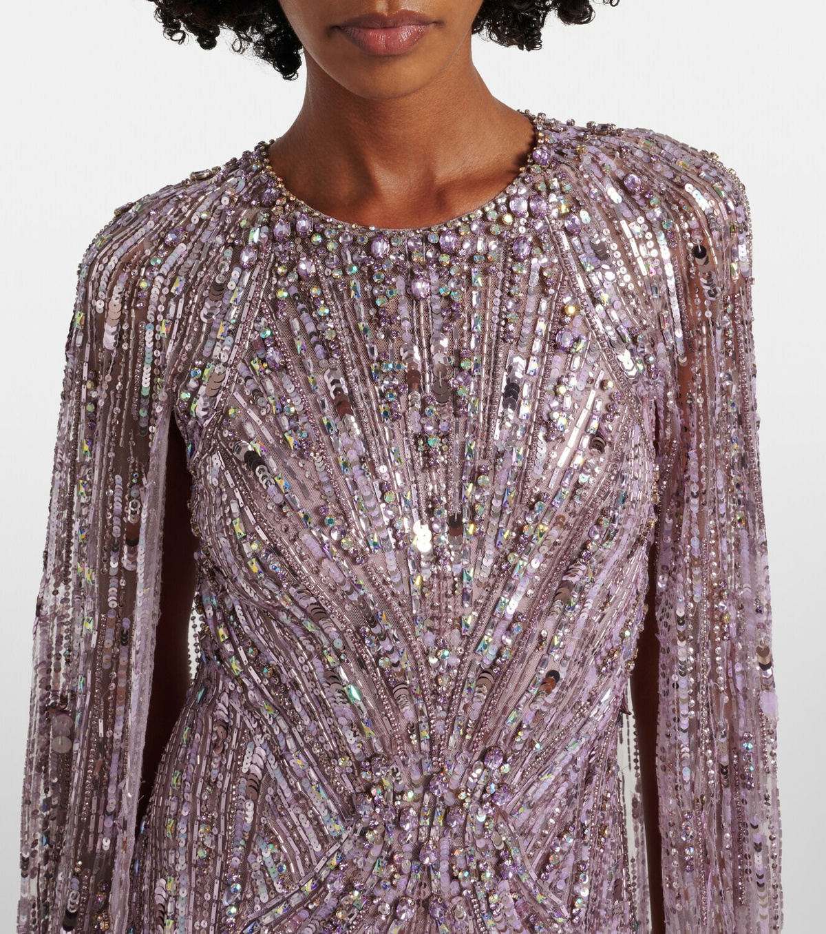 Jenny Packham Elio embellished caped gown