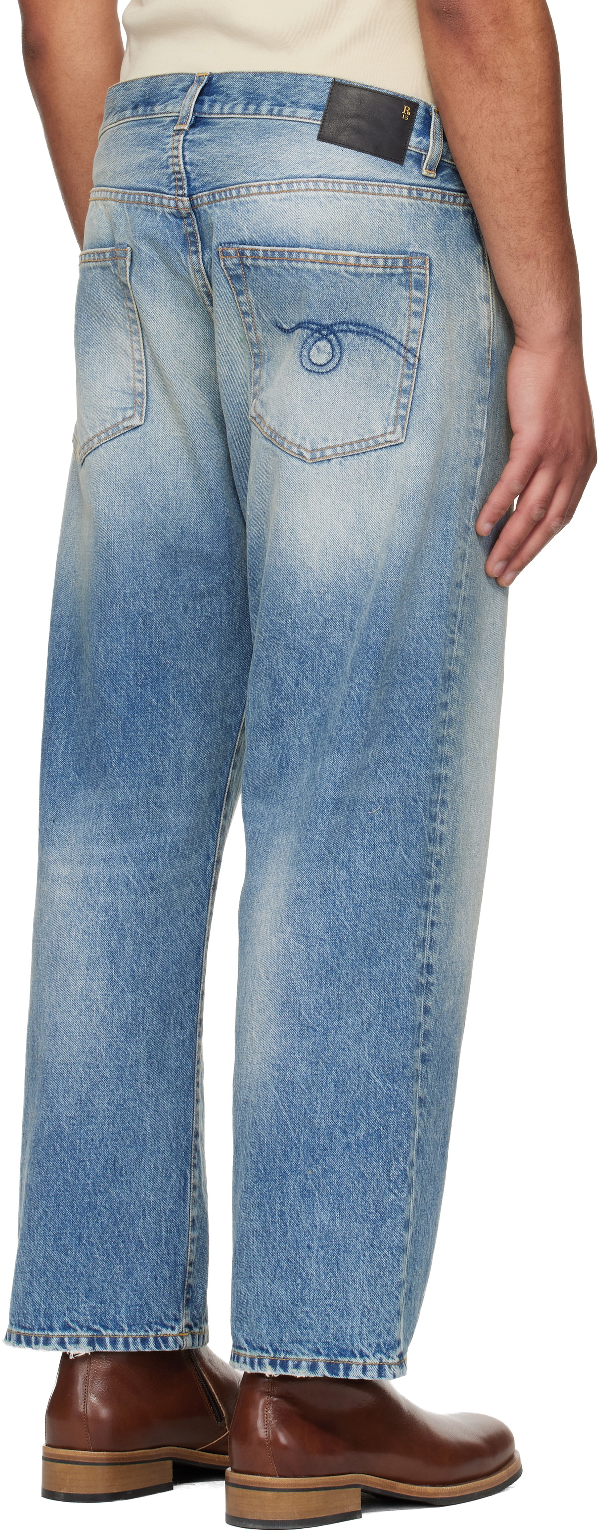 R13 Blue Washed Boyfriend Jeans