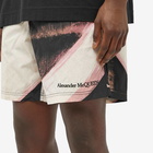 Alexander McQueen Men's Brush Stroke Swim Short in Ivory/Black