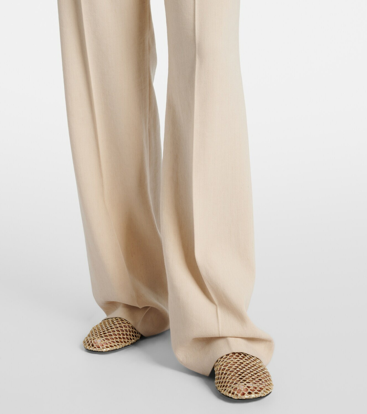 Loro Piana Belted linen and wool straight pants