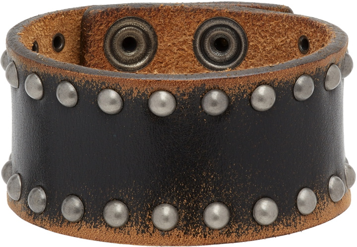 Photo: Dsquared2 Brown Leather StuddeD2 Bracelet