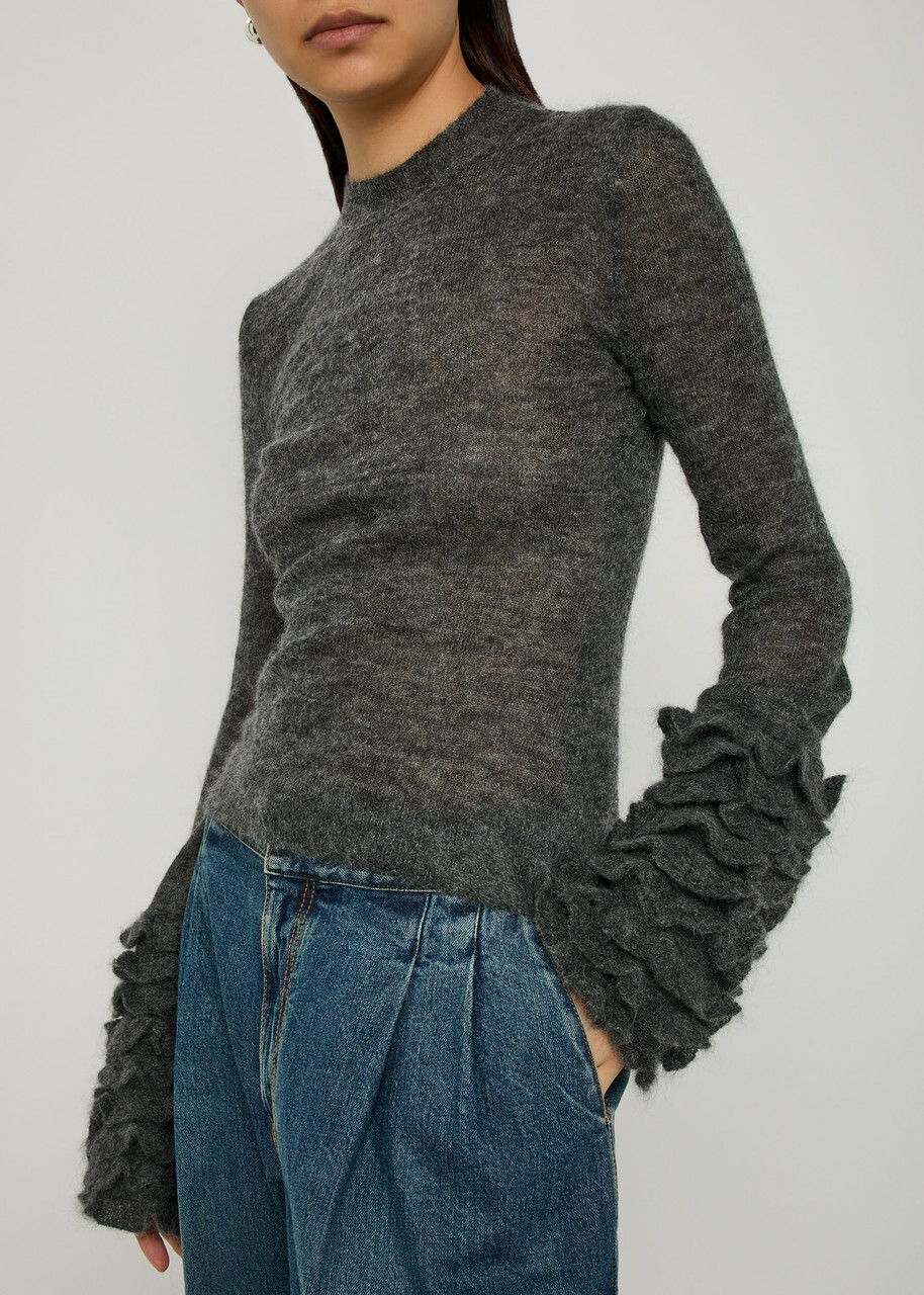 Alaïa Ruffled Mohair-blend top Grey