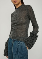 Alaïa Ruffled Mohair-blend top Grey