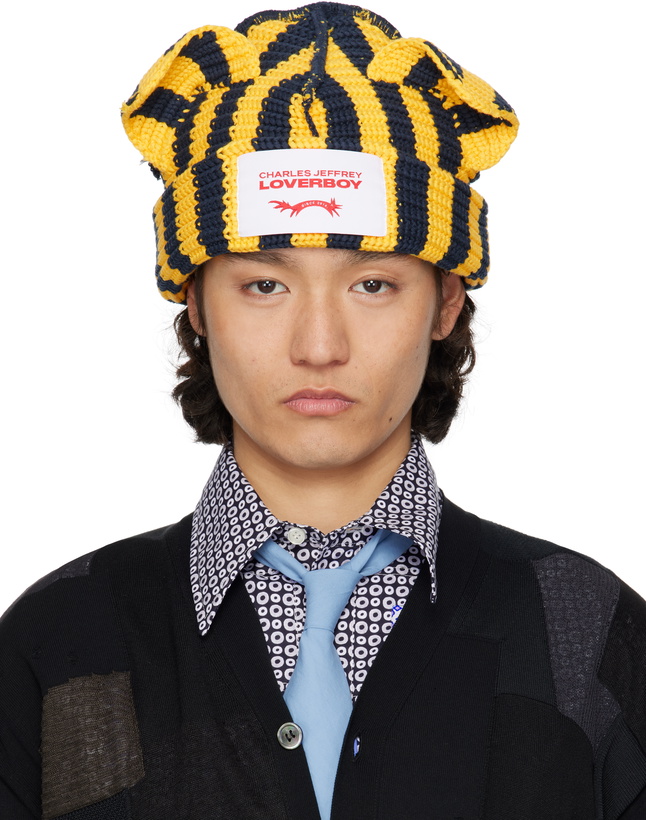 Photo: Charles Jeffrey LOVERBOY Yellow & Navy Chunky Ears Beanie