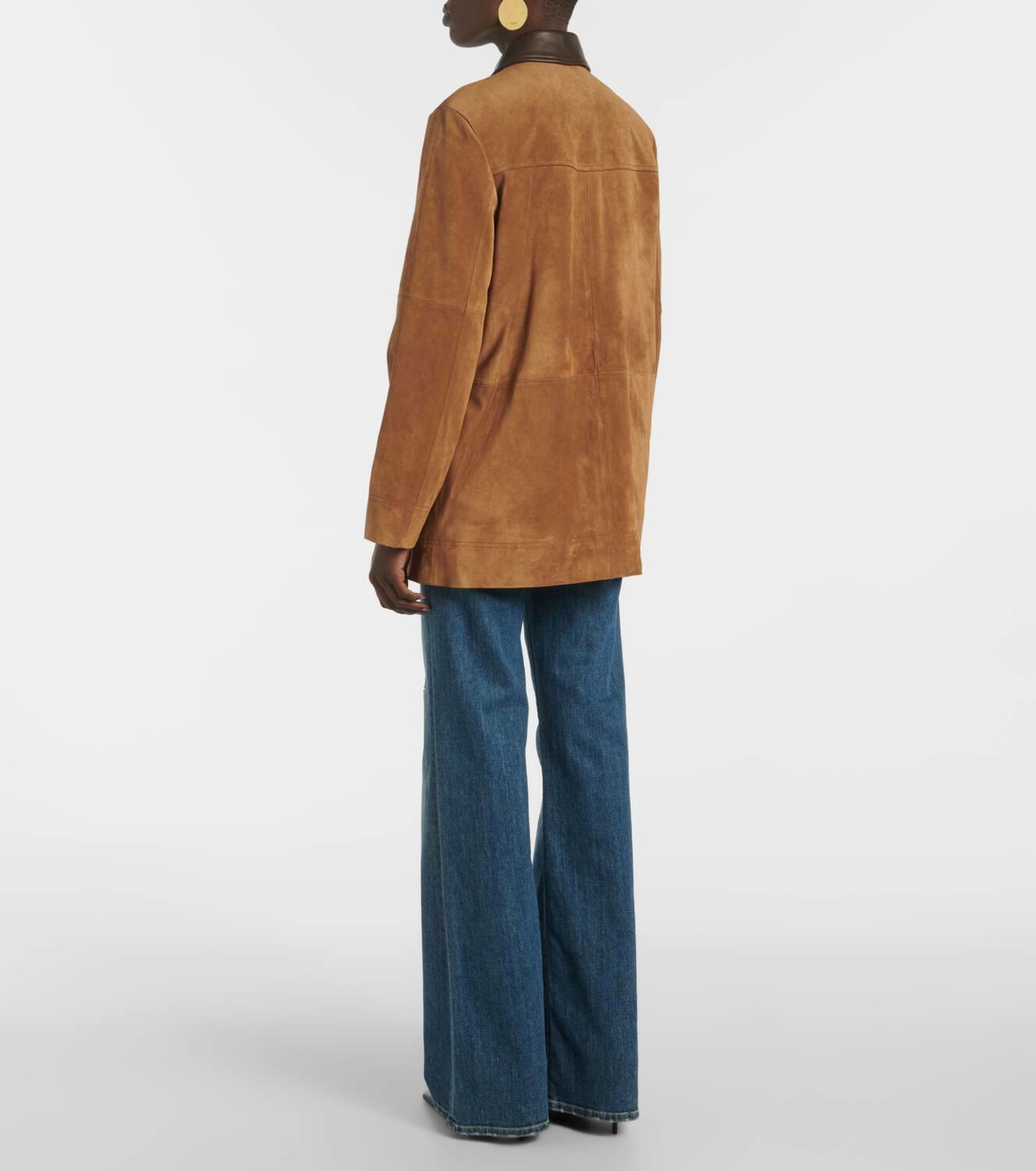 Veronica Beard Suz leather-trimmed suede jacket
