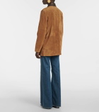 Veronica Beard Suz leather-trimmed suede jacket