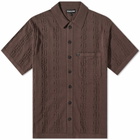 Pass~Port Men's Bath House Button Through Knitted Polo Shirt in Choc