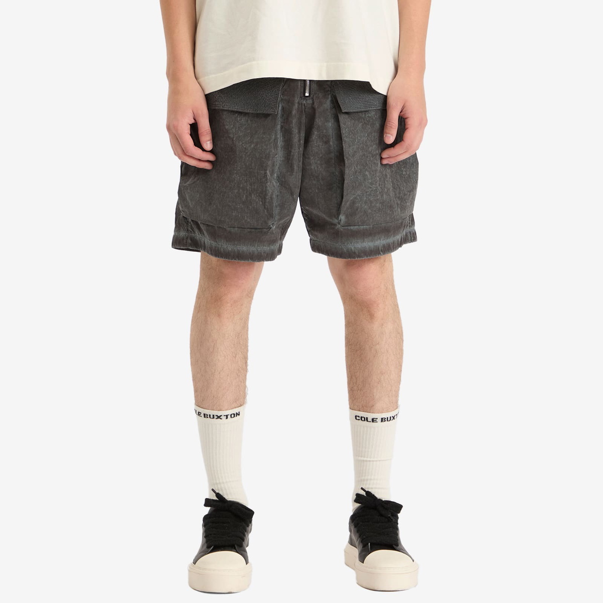 Cole Buxton Men's Cold Washed Cargo Short in Washed Black