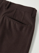 Boglioli - Slim-Fit Pleated Washed Wool-Flannel Suit Trousers - Brown
