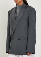 Lemaire Double-breasted Woven Blazer Dark Grey