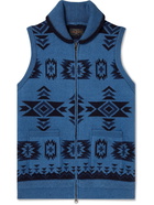 Beams Plus - Slim-Fit Cotton-Jacquard Vest - Blue