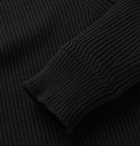 TOM FORD - Ribbed Wool and Cashmere-Blend Half-Zip Sweater - Black