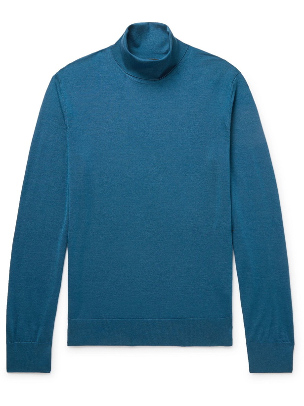 Photo: Ermenegildo Zegna - Cashmere and Silk-Blend Rollneck Sweater - Blue