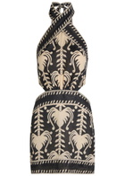 Johanna Ortiz Tide Strength Patterned Linen Mini Dress Black