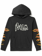 Palm Angels - Distressed Logo-Print Cotton-Jersey Hoodie - Black