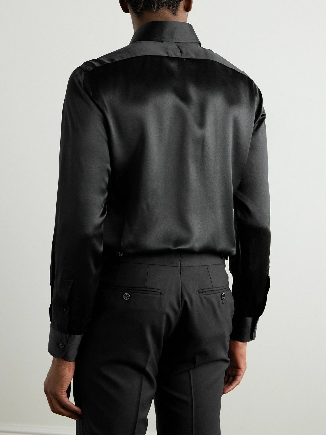 TOM FORD - Slim-Fit Silk-Satin Shirt - Black