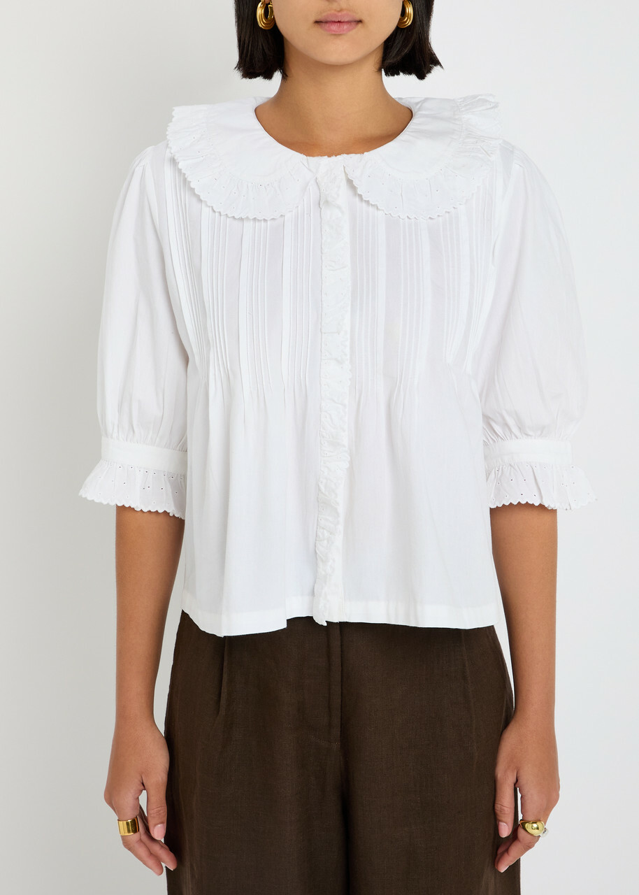 Skall Studio Viola Embroidered Cotton Blouse White