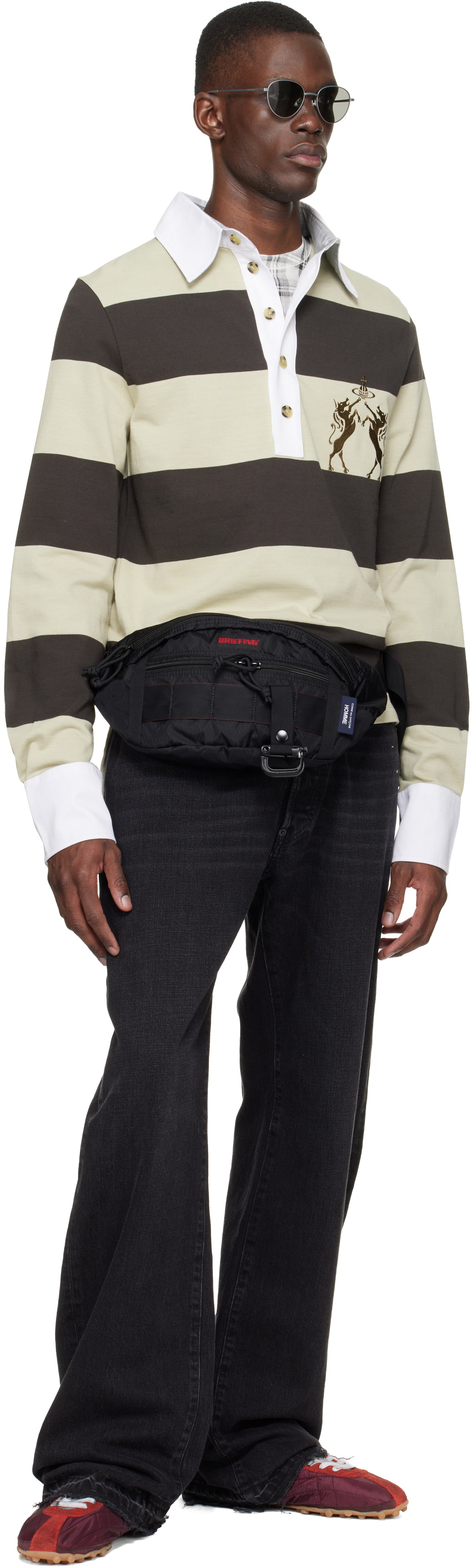 Comme des Garçons Homme Black BRIEFING Edition Nylon Diamond Rip Belt Bag