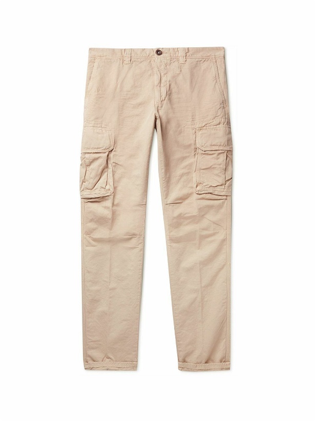 Photo: Incotex - Slim-Fit Cotton and Linen-Blend Cargo Trousers - Neutrals