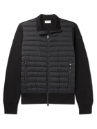 MONCLER - Slim-Fit Panelled Cotton-Blend and Quilted Shell Down Zip-Up Cardigan - Black