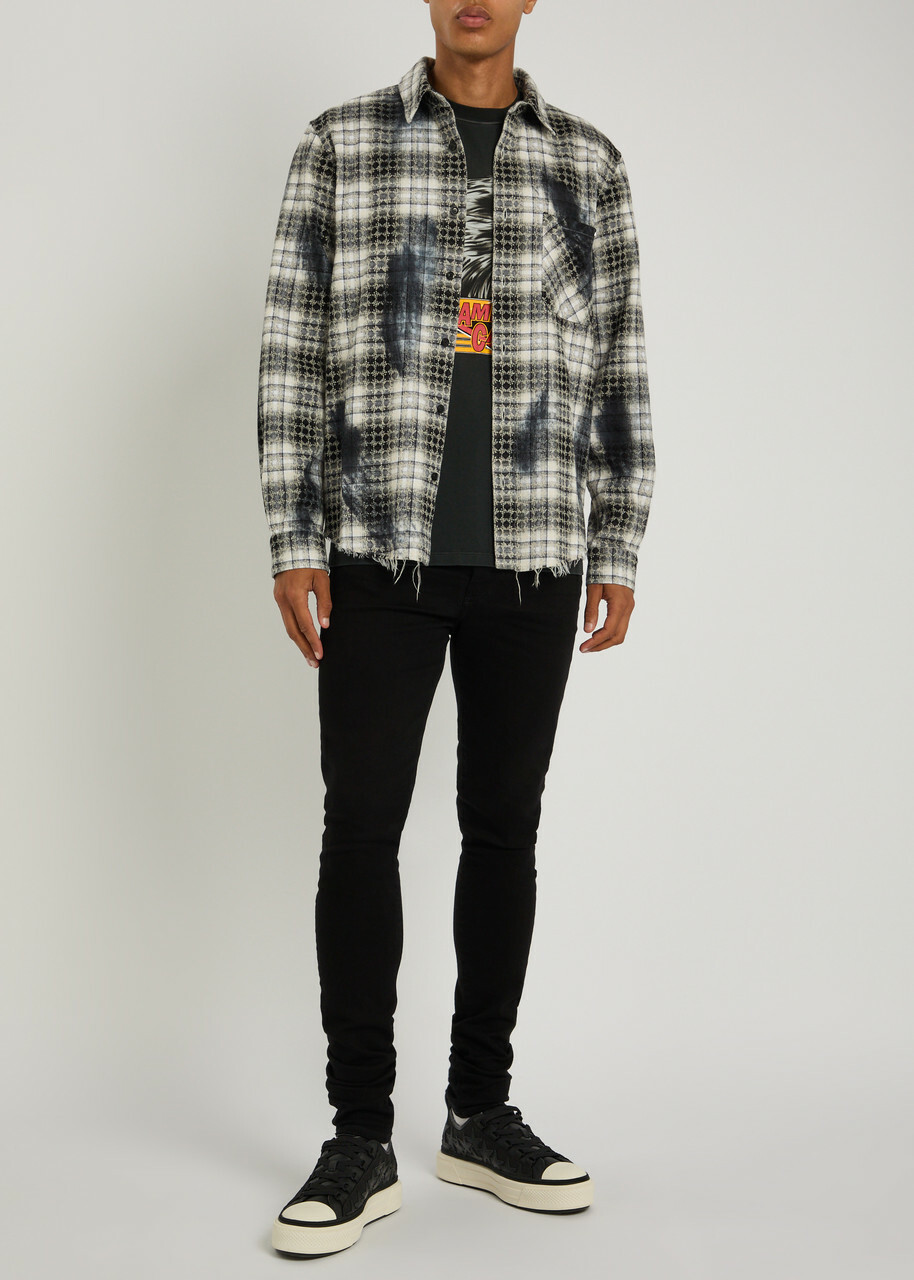 Amiri MA Quad Bleached Flannel Shirt Black Amiri