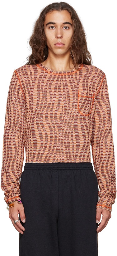Photo: Anna Sui SSENSE Exclusive Orange Stripe Long Sleeve T-Shirt