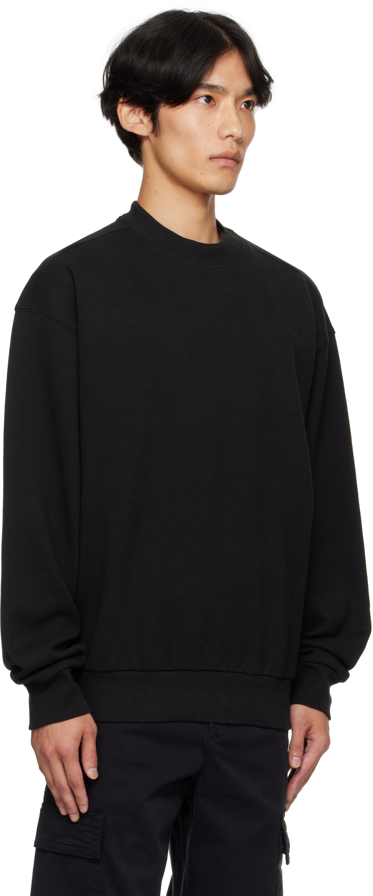 スウェット・トレーナー BOSS Black Cotton Sweatshirt BOSS - Interlock-cotton sweatshirt with logo detail and crew