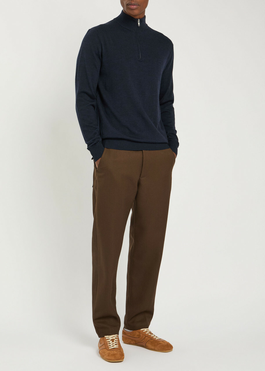 Les Deux Greyson Half-zip Merino Wool Jumper Navy
