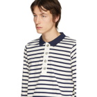 Linder Off-White and Navy Striped Rugby Polo