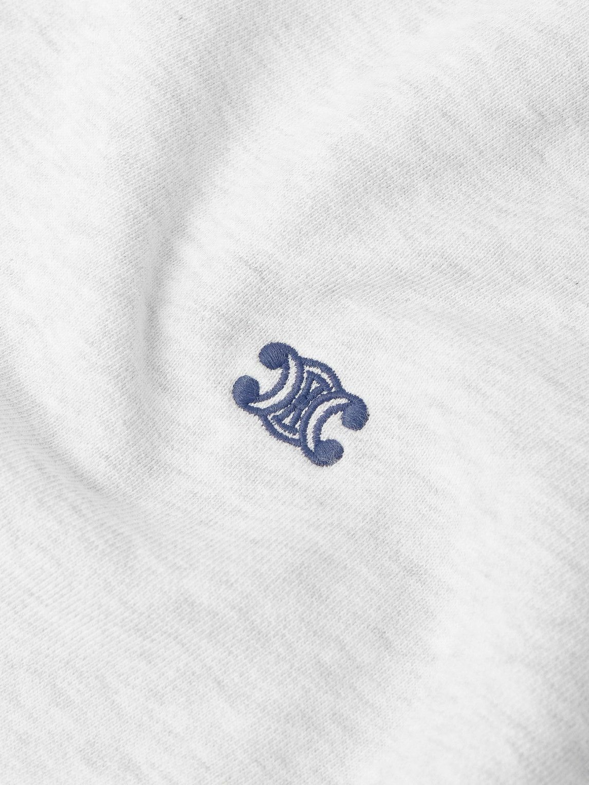 CELINE - Logo-Embroidered Cotton-Jersey Sweatshirt - Gray