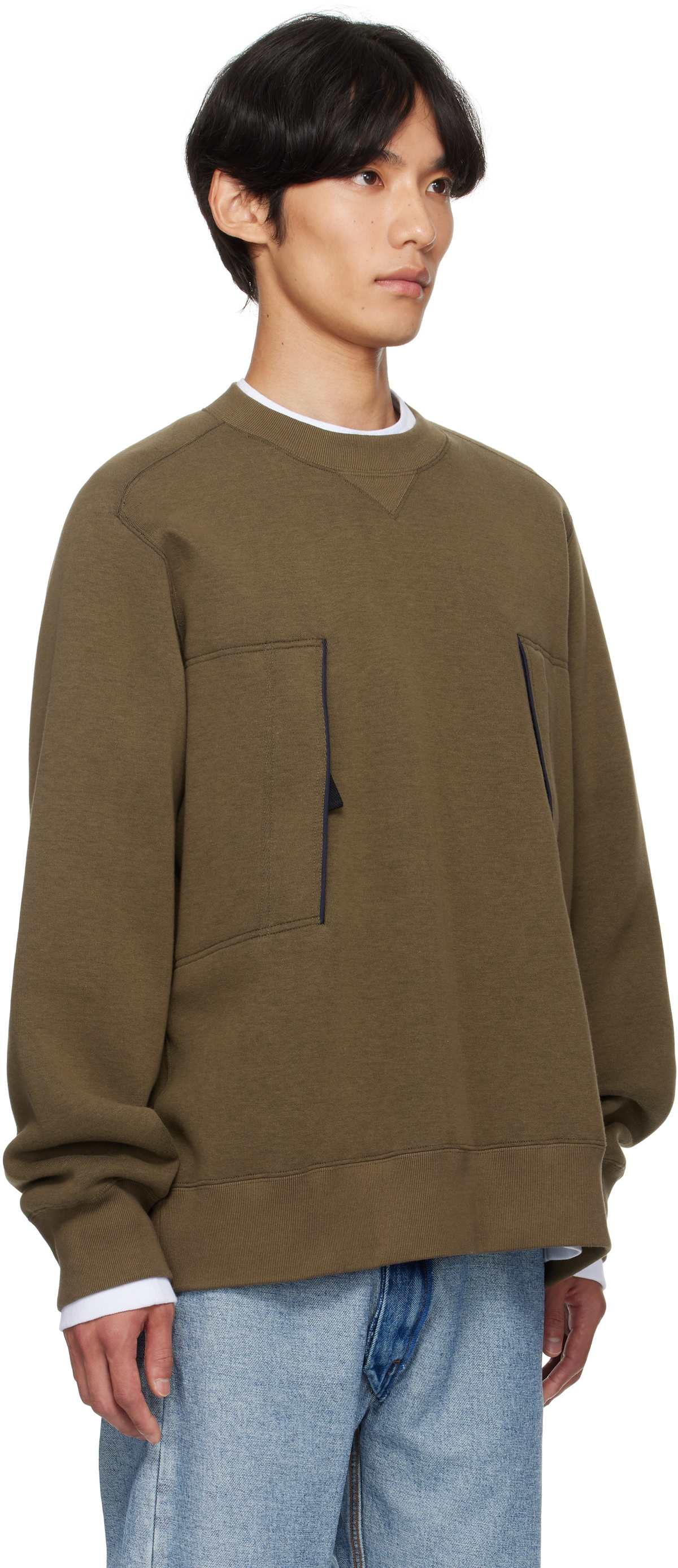 sacai Khaki Sponge Sweat Sweatshirt