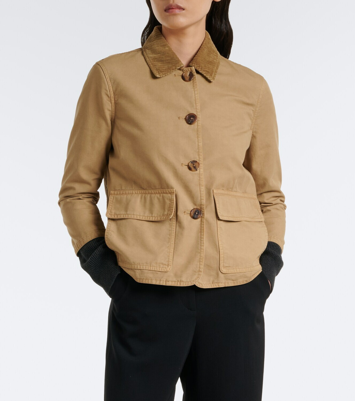 The Row Benka corduroy-trimmed cotton jacket
