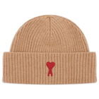 AMI Paris Women's Red ADC Beanie in Camel 