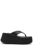 Chloe Nama 80 Thong Leather Wedge Sandals Black