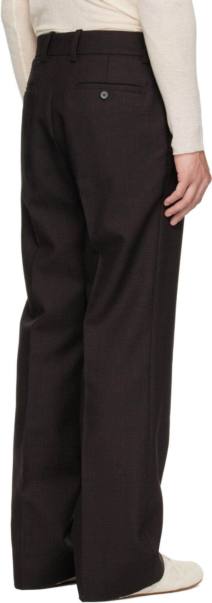 WOOYOUNGMI Brown Semi-Wide Wool Trousers