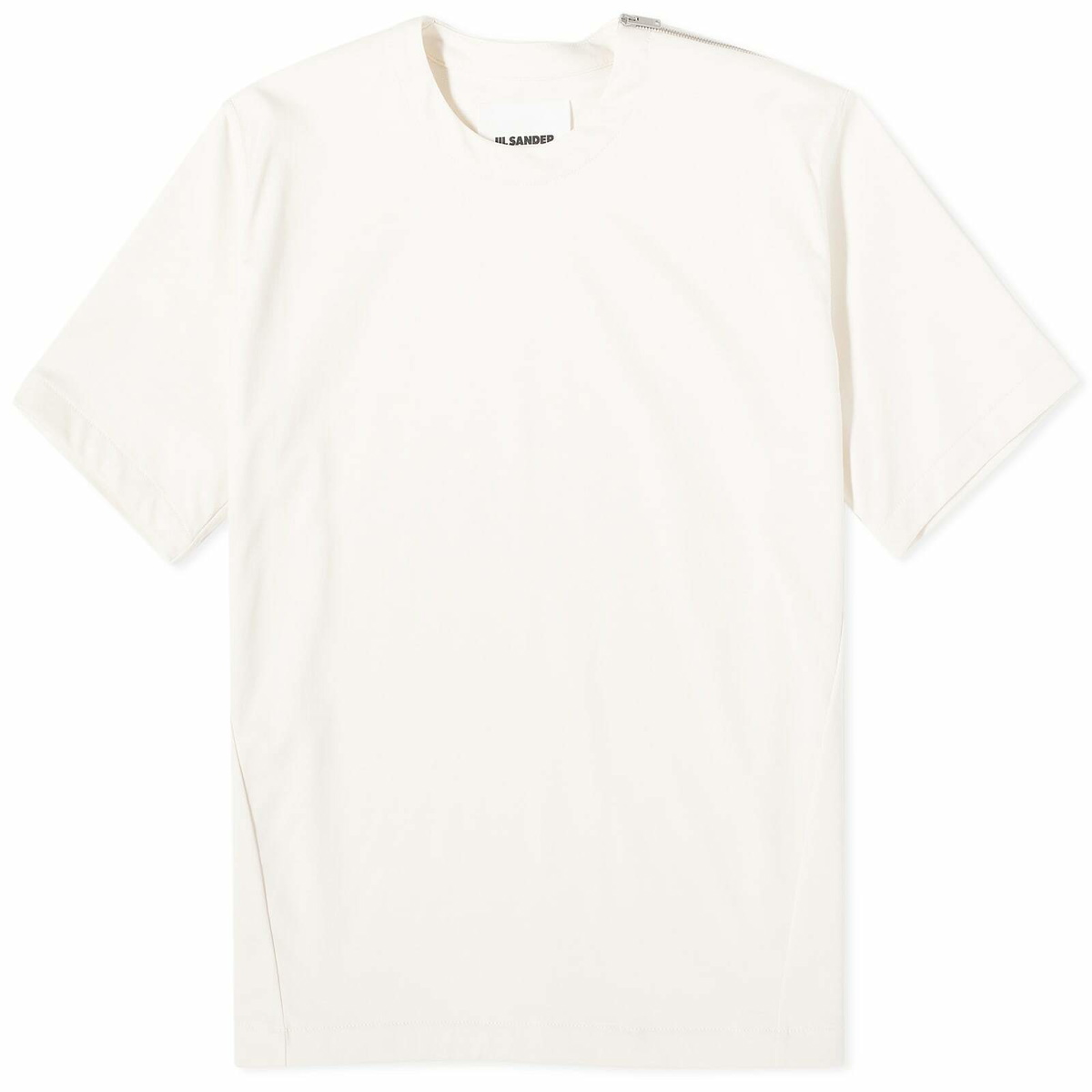 Jil Sander Men's Technical Cotton Zip T-Shirt in Coconut Jil