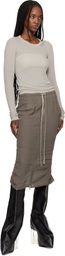 Rick Owens Gray Temple Zipped Short Pillar Midi Skirt