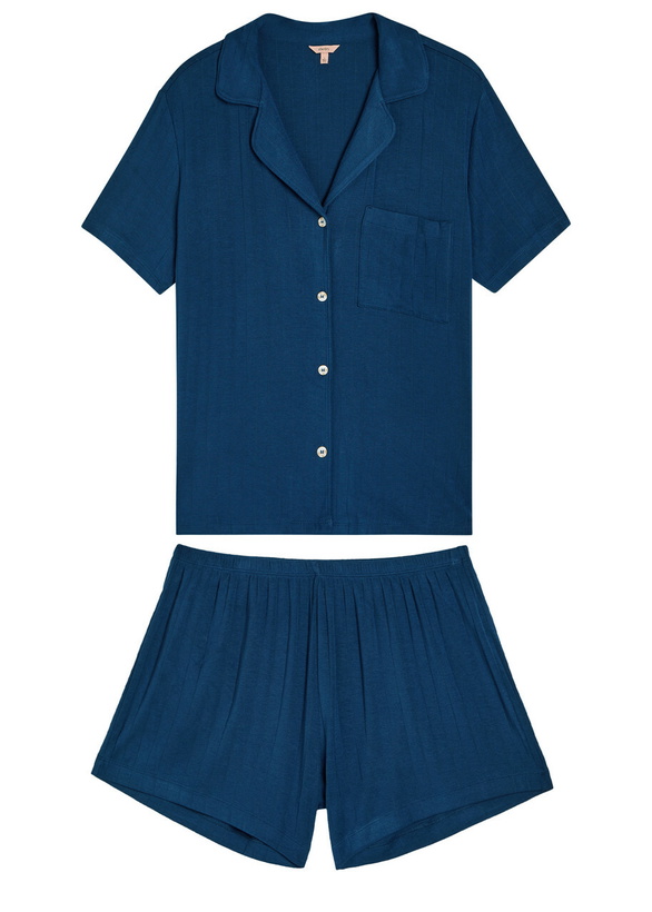 Photo: Eberjey Gisele Ribbed Jersey Pyjama set Navy