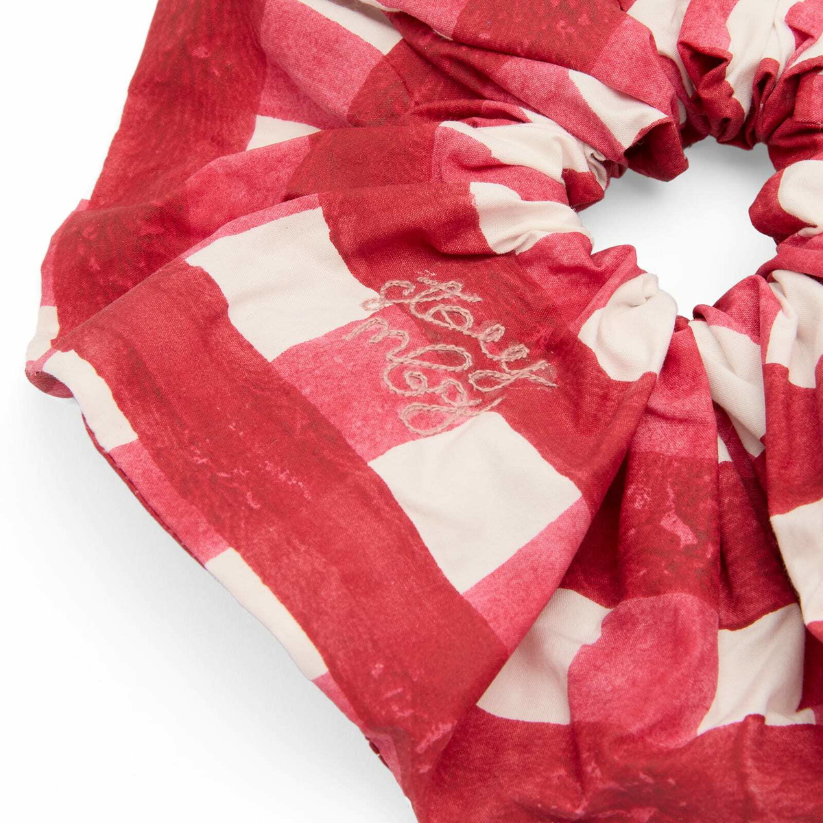 Story mfg. Women's Scrunchie in Red Chunky Gingham 