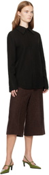 UMBER POSTPAST Brown Slim Fit Wool Felted Shirt