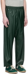 MM6 Maison Margiela Green Faux-Leather Trousers