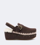Mou Shearling-lined suede clogs
