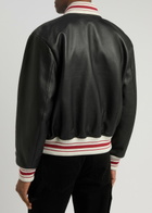 Amiri Logo Leather Varsity Jacket Black